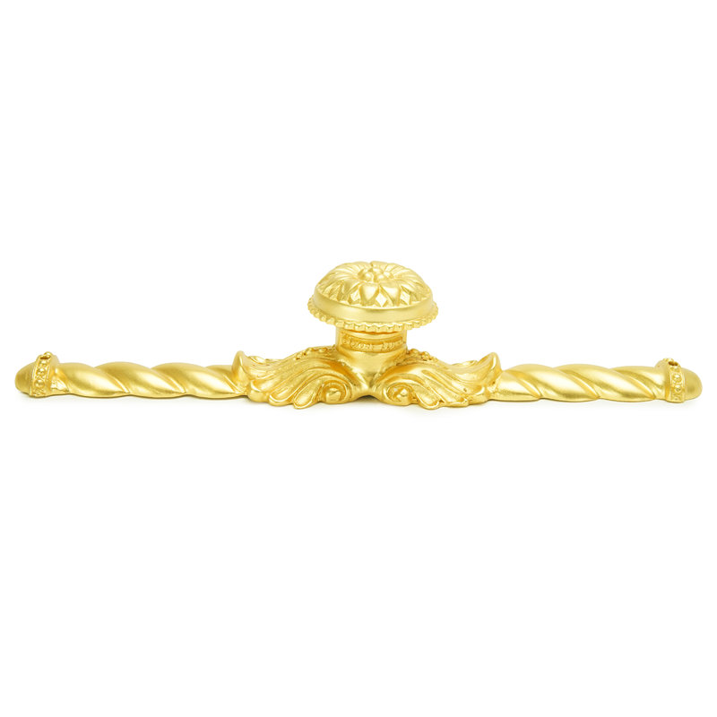 Acanthus large knob with flared foot Rosette style with large backplatein Satin, Gold