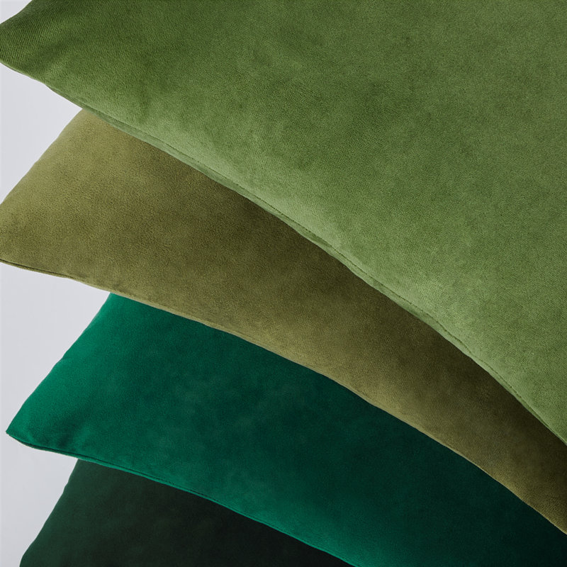 Ensemble de 4 coussins décoratifs en velours, couleurs contrastantes, Vert, Carré 18 po