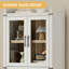 Bibliothèque de 72 po de hauteur avec portes vitrées, armoire de rangement à 4 niveaux pour présentoir de construction robuste, organisateur de plancher moderne pour le bureau à domicile, blanc-672789912