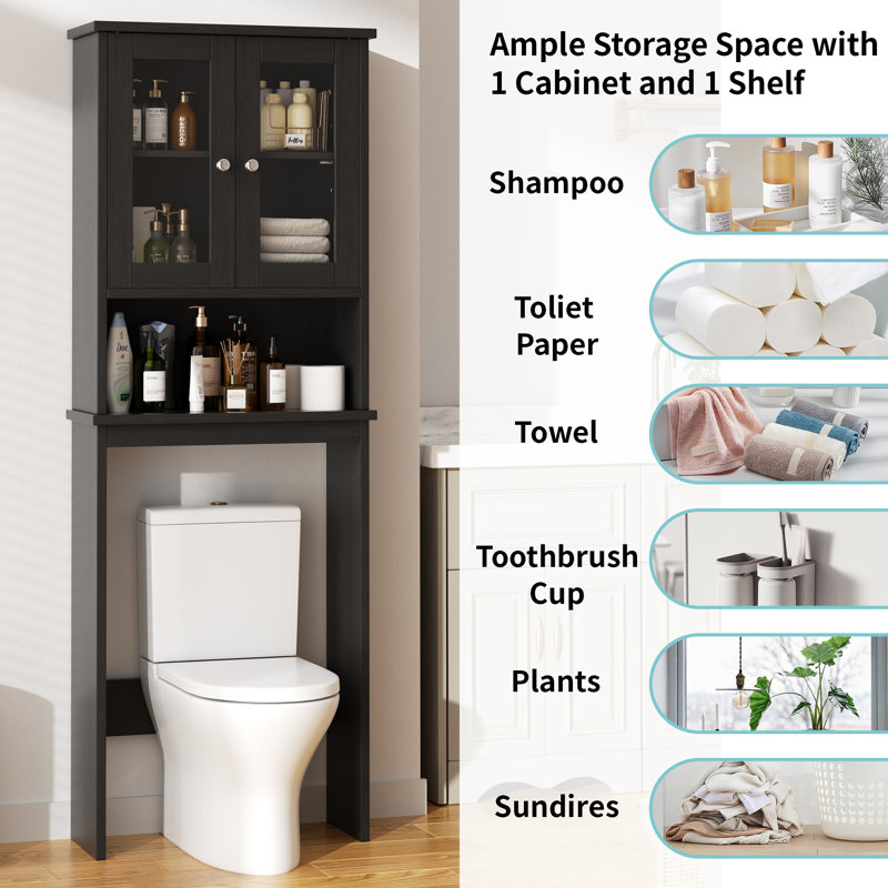  Bellavance 65.4"H Bathroom Cabinet Over the Toilet Storage, Black