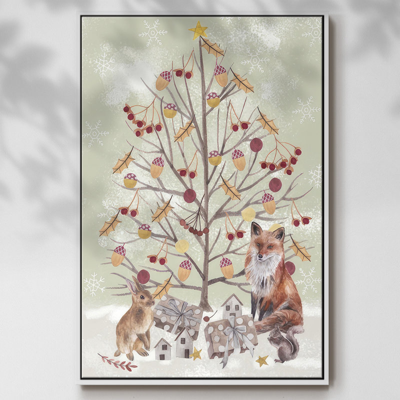 Collection Christmas Time, toile tendue avec châssis en B, H 25 po x l 17 po x P 1,5 po, Blanc