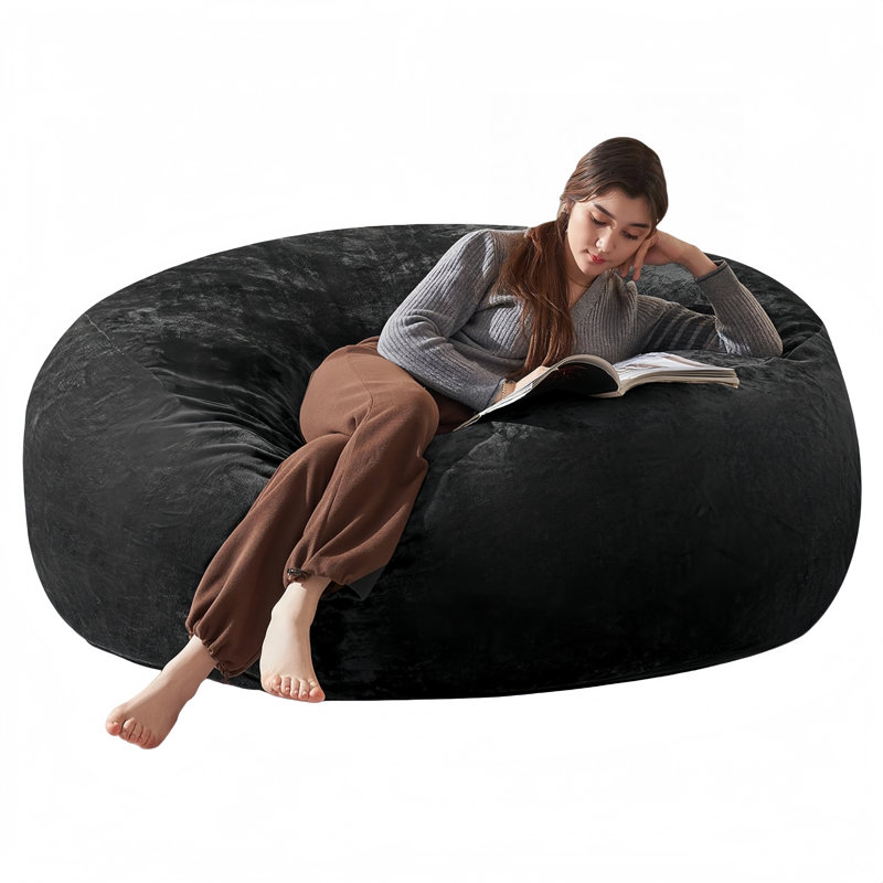 Bean Bag Chair, Memory Foam Filled, Large Beanbag Chairs For Adults And Teens, Soft Sofa With Removable Flannel Cover, Round Couch For Living Room Bedroom College Dorm