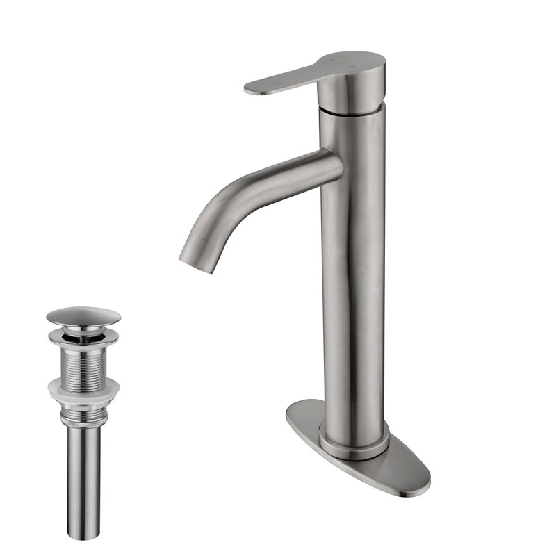 Robinet de salle de bain à poignée simple avec bonde escamotable (sans trop-plein)