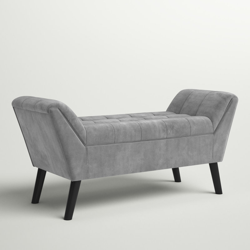 Cosima Velvet Upholstered Bench, Grey
