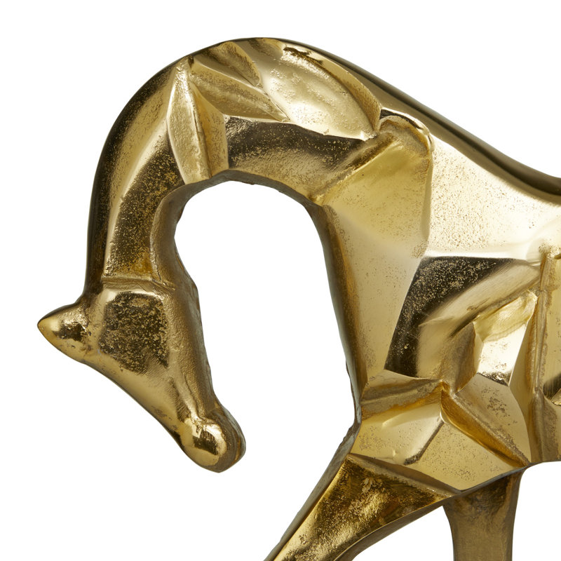 Sculpture de cheval Cole and Gray, H 18,45 po x l 19,20 po x P 5,15 po, Or/noir