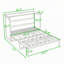 Lit escamotable double en bois avec grands tiroirs et ports USB-1291001907