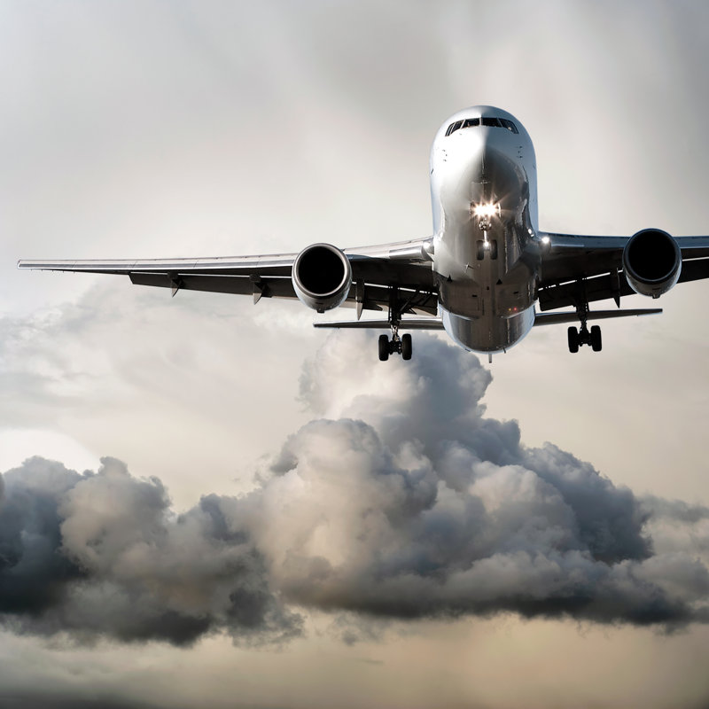 Jet Airplane Landing in Storm by Sharply_Done, 12" H x 12" W