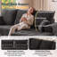 Canapé d'angle modulaire compressé en forme de U de 277 cm de large avec méridienne et pouf, 3 pièces, revêtement en velours côtelé, assise profonde, ressorts ensachés et 5 coussins pour salon, aucun assemblage requis, gris-1657819417-1657819421