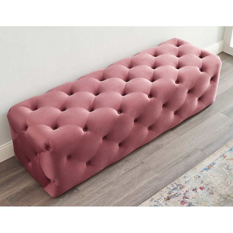 Modway Amour Tufted Button Entryway Bench, Dusty Rose, 16.5" H x 60" W x 19" D