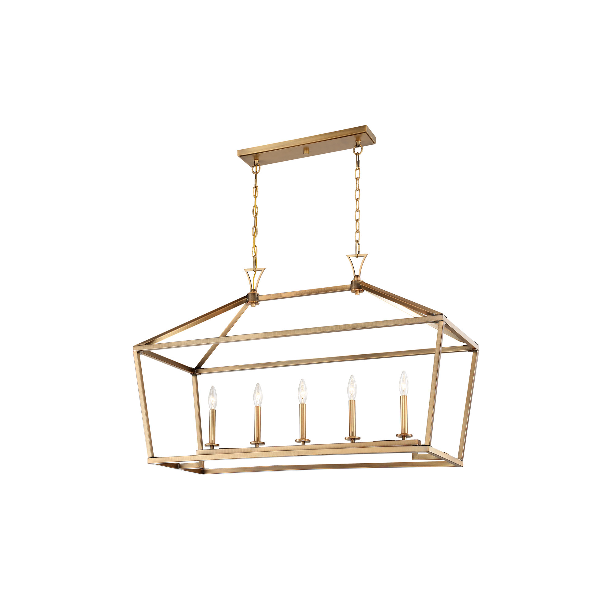 Hastings 5 Light Dimmable Pendant, 23.5" H x 44" W x 16" D, Warm Brass