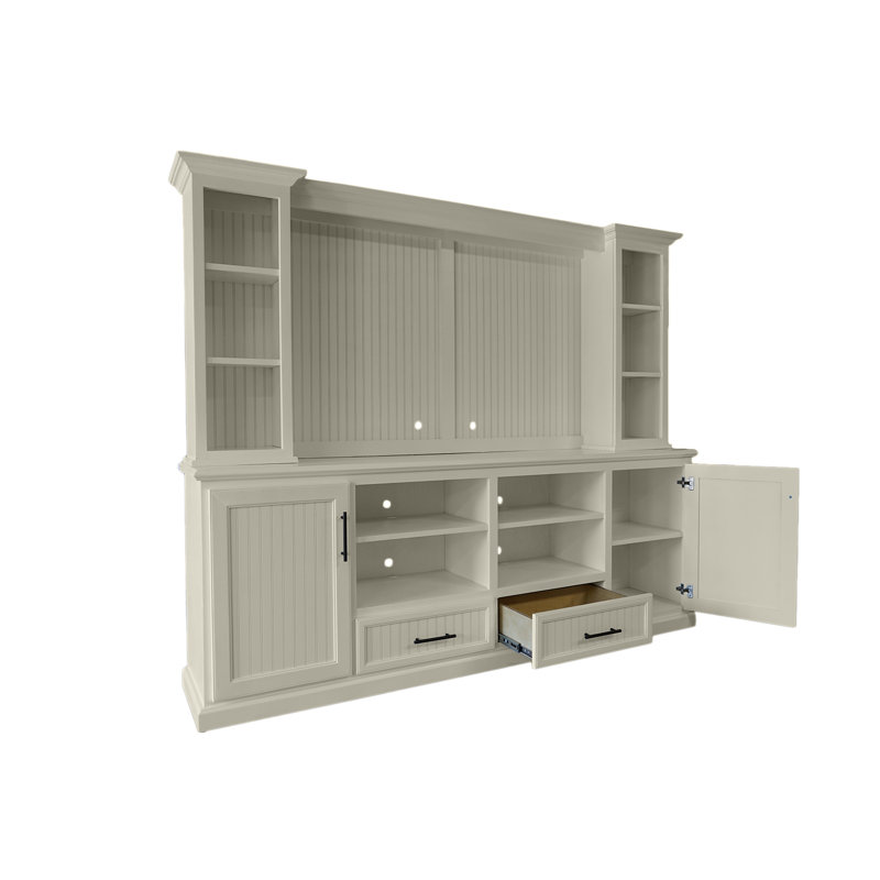 Unfinished Entertainment Center for TVs up to 55", Soft White, 76" H x 82.5" W x 12.75" D