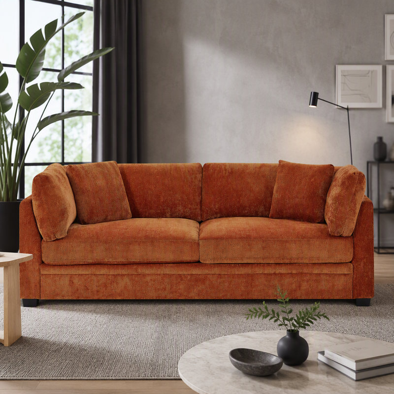 Canapé 83,50 po, Chenille caramel, Noir