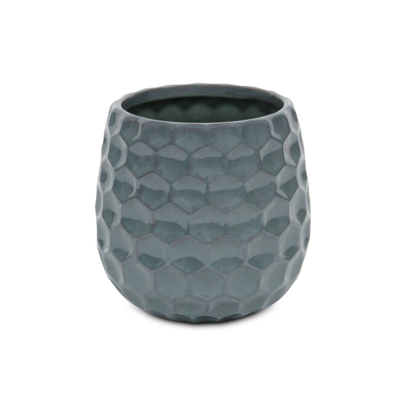 Pot à fleurs en céramique Eddins, Bleu, H 5,5 po x l 5,75 po x P 5,75 po