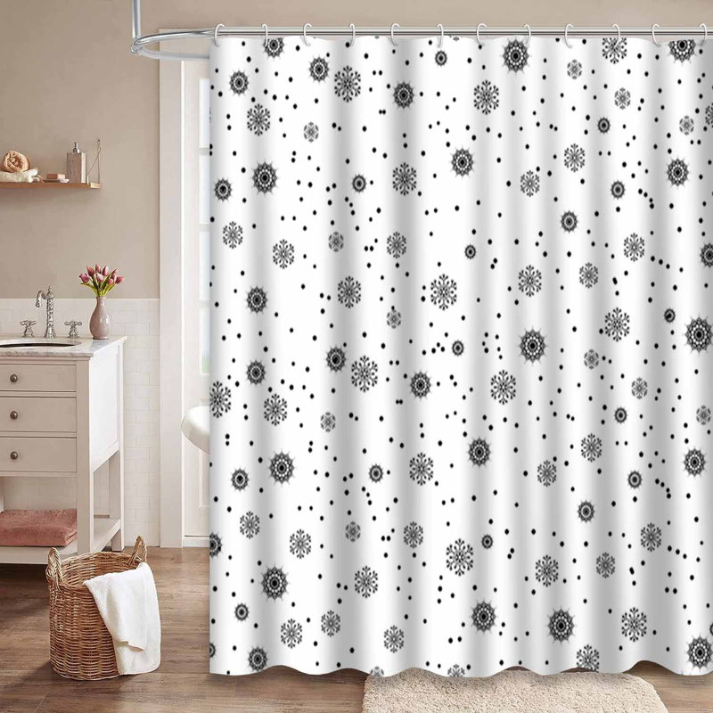 Rideau de douche avec 12 crochets Snowflake, L 72 po x l 84 po