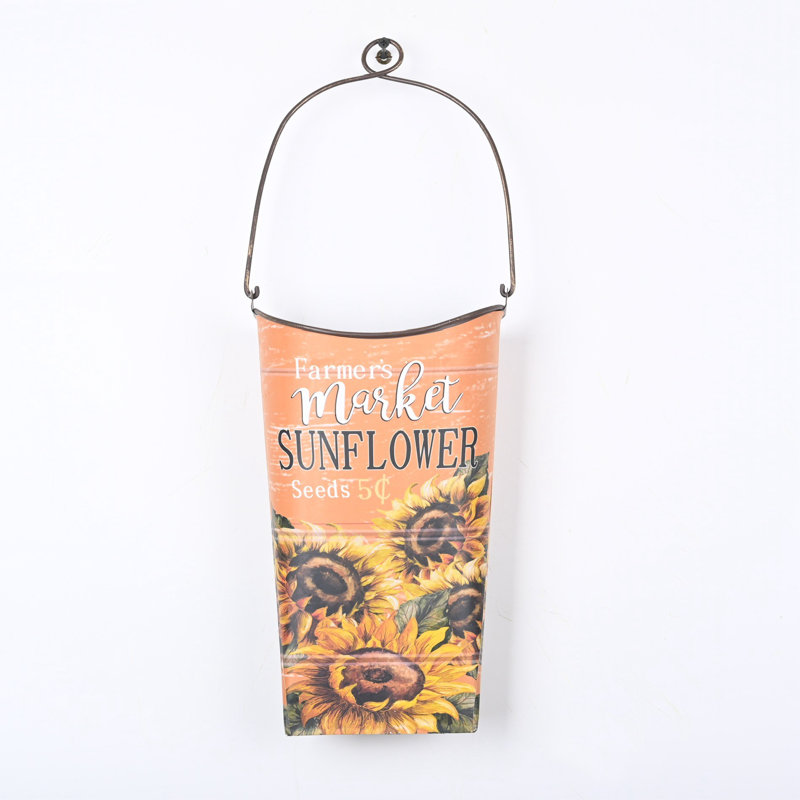 Bungalow Farmhouse Fall Metal Bucket Hanging Home Decor