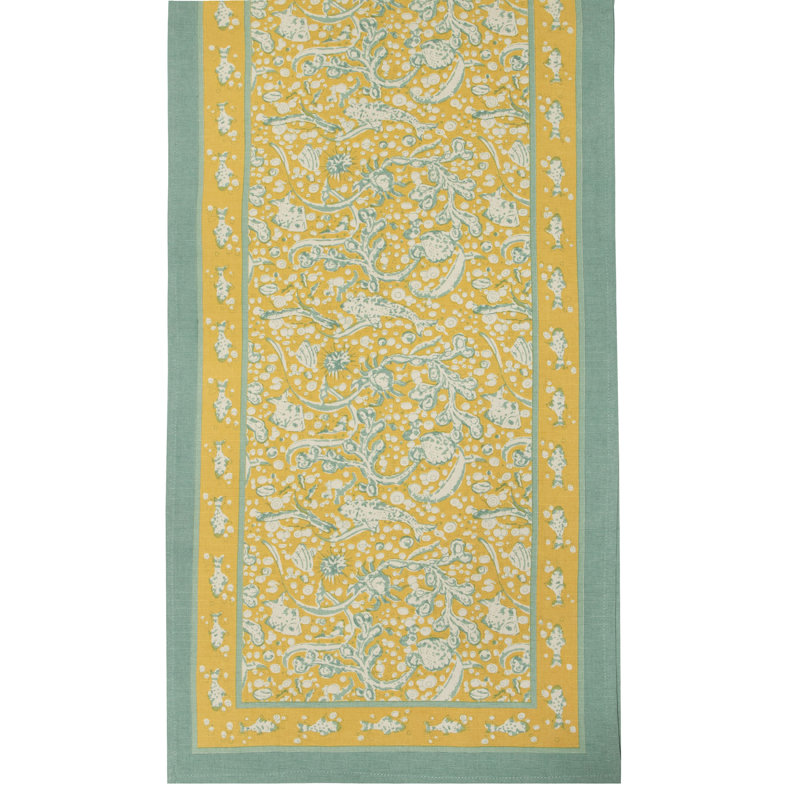 Pickering Runner, 72" L x 16" W, Aqua/Citrine