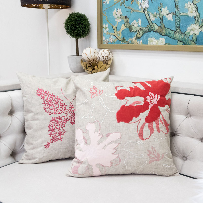  Indoor/Outdoor Square Pillow Cover & Insert, Coral
