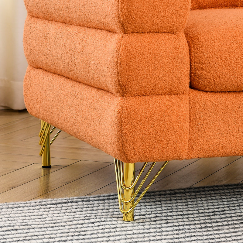Canapé modulaire 3 places en tissu orange, 81 pouces pour le bureau, design moderne épuré et pieds à structure douce