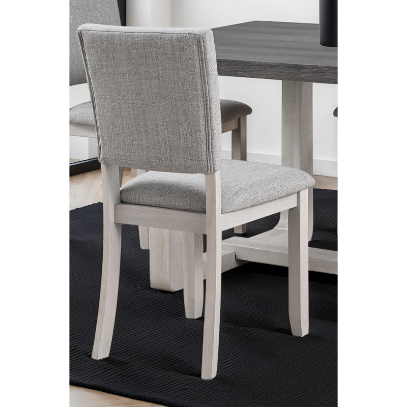 Ensemble de salle à manger style transitionnel 5 pièces Chaises rembourrées en tissu gris, Gris, Gris
