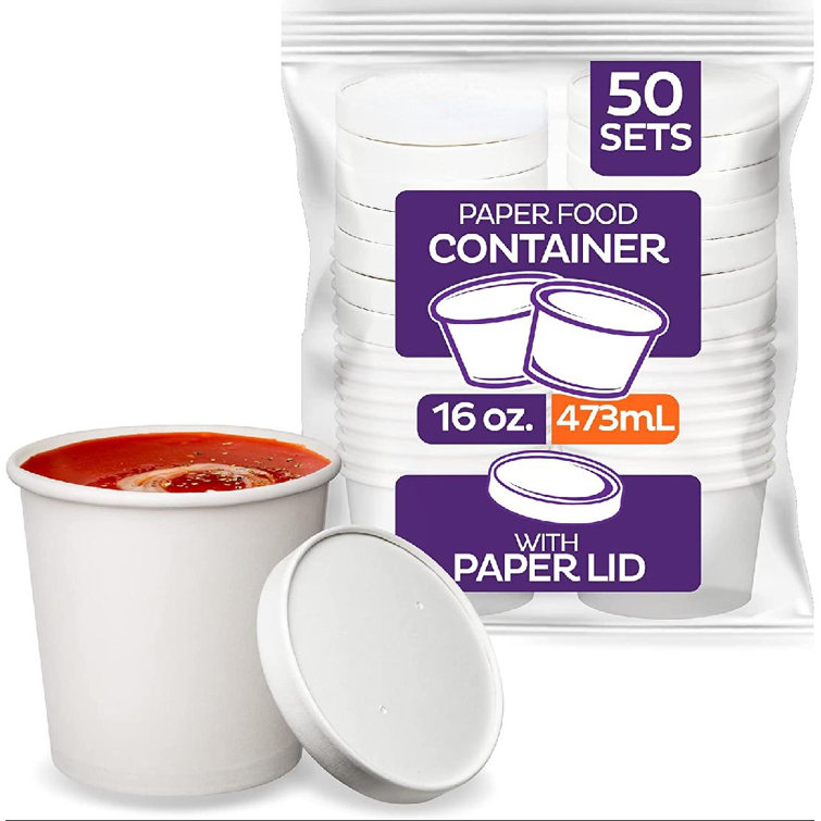 12 Oz. White Paper Food Containers with Vented Lids, to Go Hot