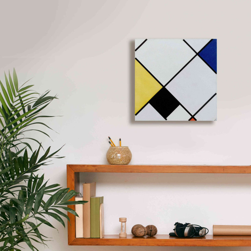 «Eriny L losange Composition with Jaune, noir, bleu, rouge et gris, 1921 sur toile» par Piet Mondrian