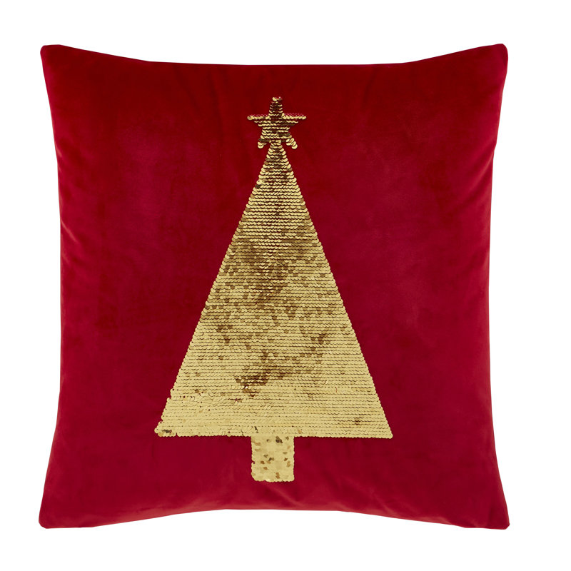 Sequin Christmas Tree 43x43cm Cushion with inner