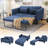 Zhania 58.27"W-6-in-1 Convertible Sofa Bed, Loveseat Sleeper Sofas with Pull Out Couch Bed, Removable Backrest, Storage Pockets and 2 Pillows, Modern Folding Linen Futon Couch for Small Spaces-1286487123-1312609845