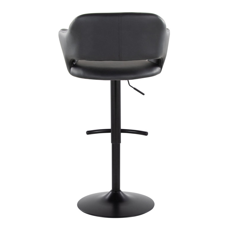 Tabouret de bar réglable pivotant en métal noir et similicuir noir Margarite par Lumisource, Siège noir / structure noire