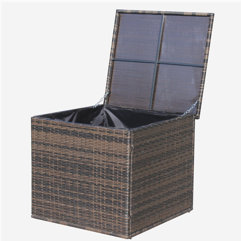Boîte de rangement pour meubles de patio en osier (brun)