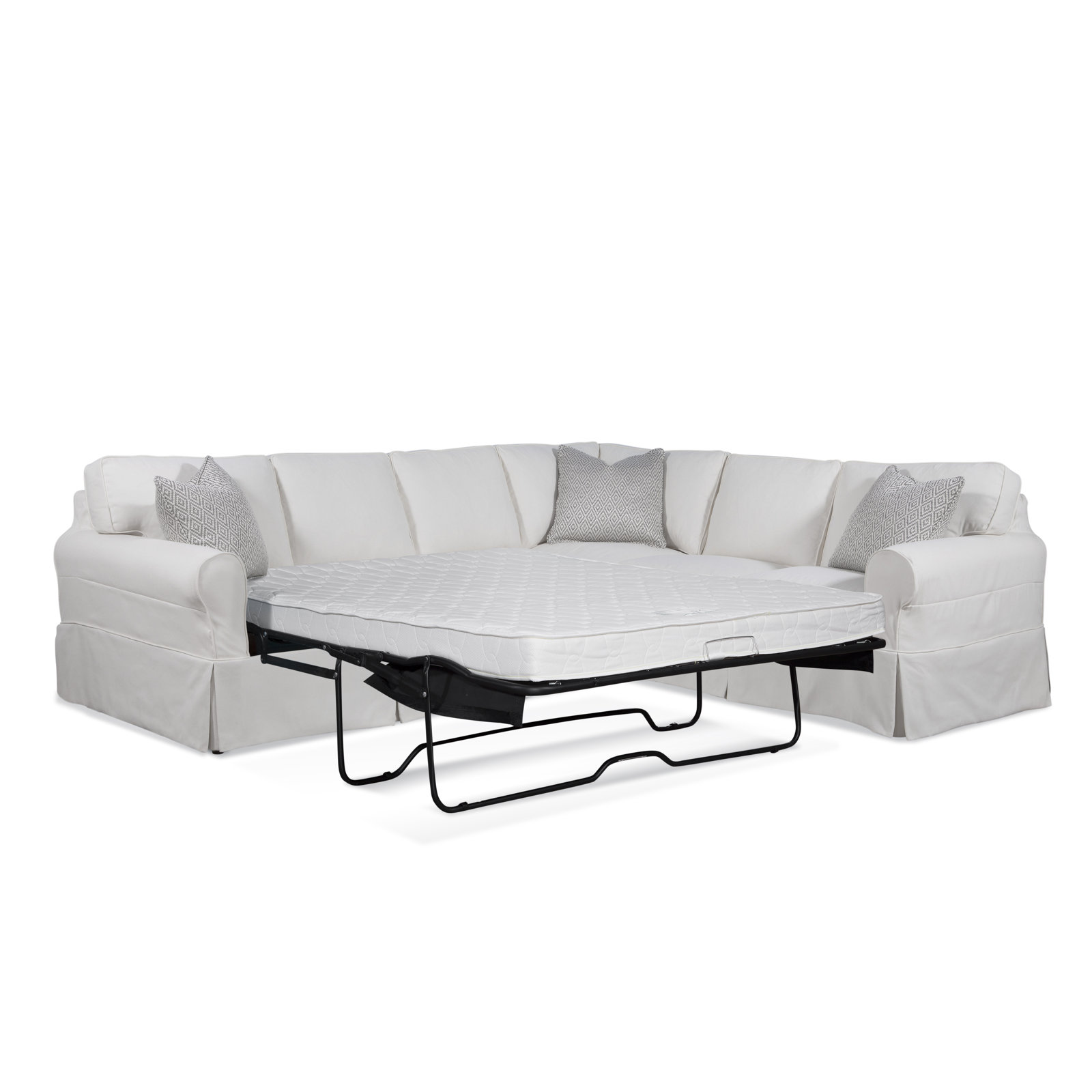 Bedford 2 - Piece Slipcovered Sectional, Green and Blue Stripe; 0252-54, 5" Innerspring Mattress, Right Hand Facing