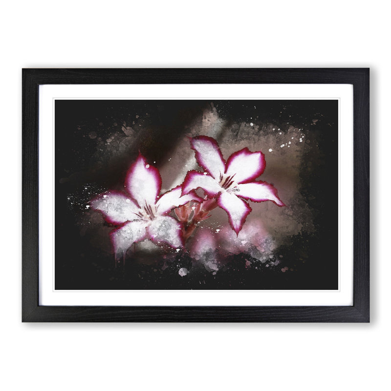 Pink Lily Flowers - Picture Frame Graphic Art, 48cm H x 65cm W x 2cm D, Black Framed