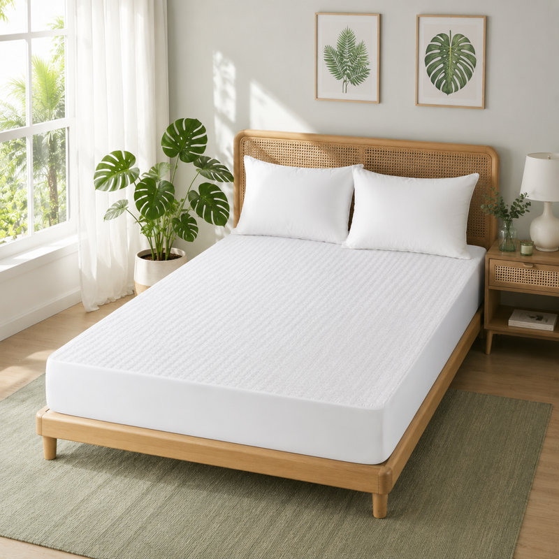 Protège-matelas imperméable rafraîchissant avec couche supérieure en soie glacée et lavable à la machine, King