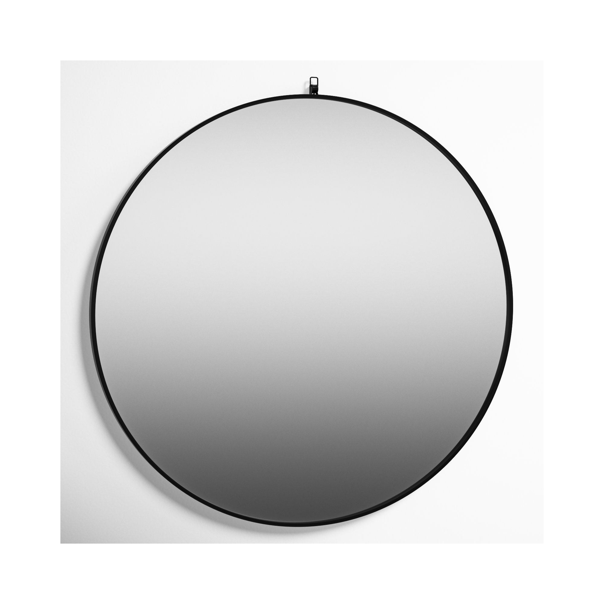 Cassie Metal/Manufactured Wood Round Wall Mirror, 39" x 39", Black