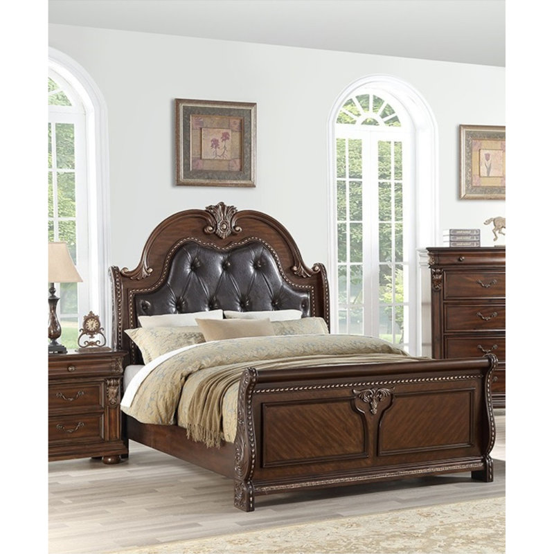 Mobilier de chambre à coucher lit de style traditionnel grand lit 1pc, Grand lit