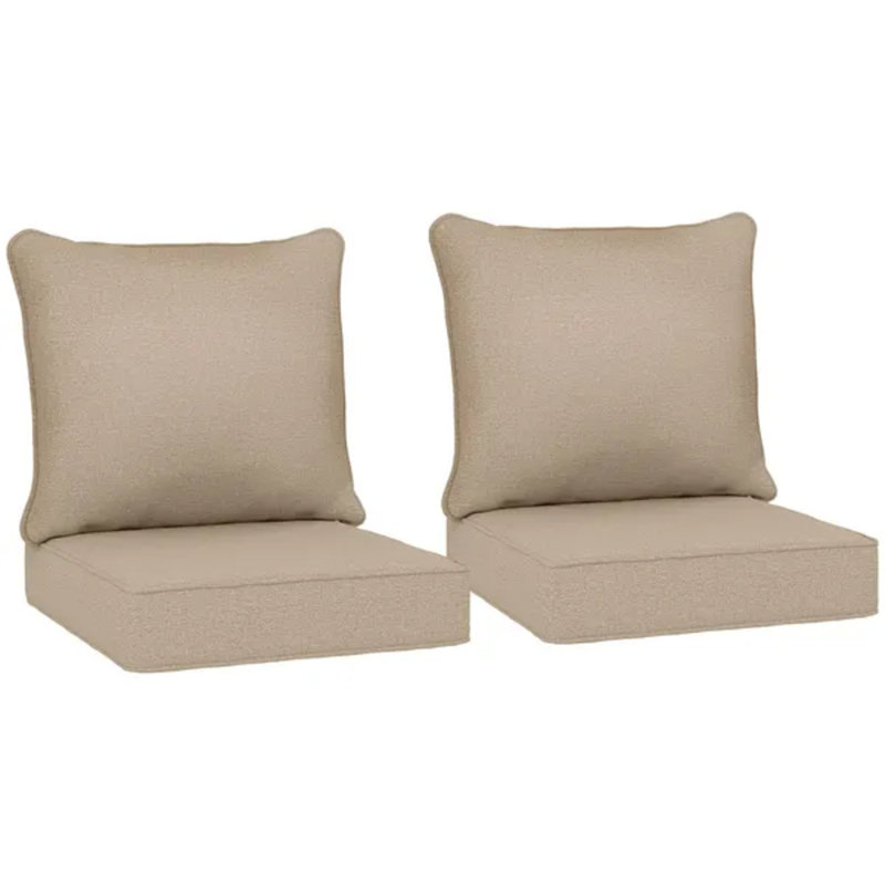 4 Piece Blue Outdoor Patio Chair Cushion Set, Uv Fade Resistant Seat And Backrest Replacement Pads, Beige