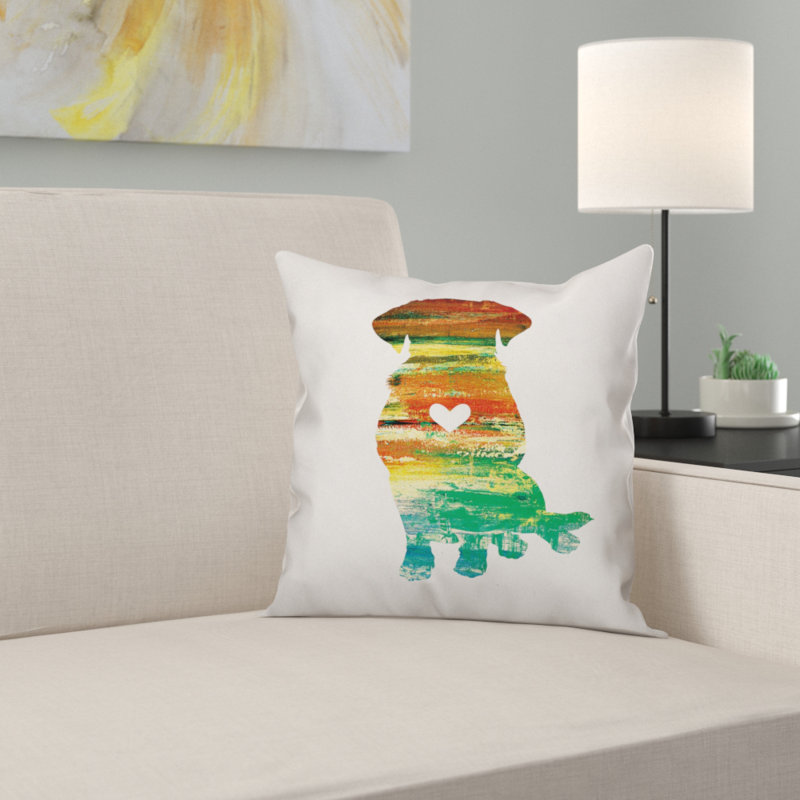  Coussin Silhouette Lab, 16 po x 1 po, Vert / orange / jaune, Housse de coussin seulement - sans coussin