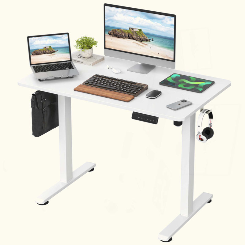 Bureau debout à hauteur ajustable Radke, Blanc, L 39,37 po x P 23,62 po