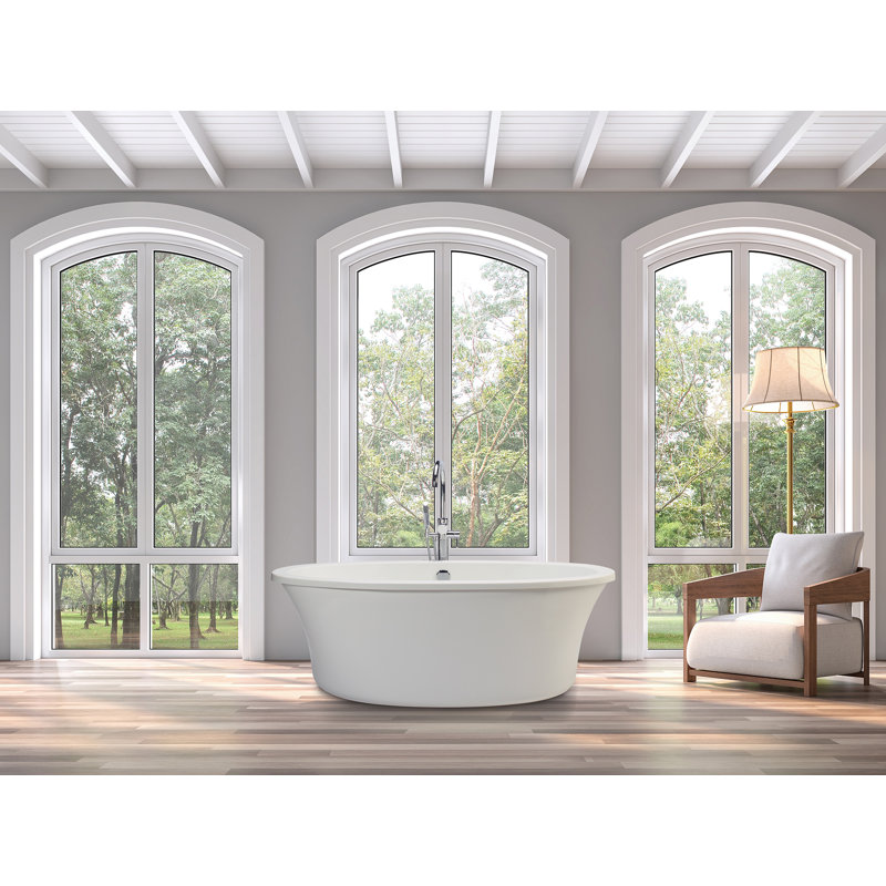 MTI Solutions 66" Freestanding Air Bathtub, White, Left