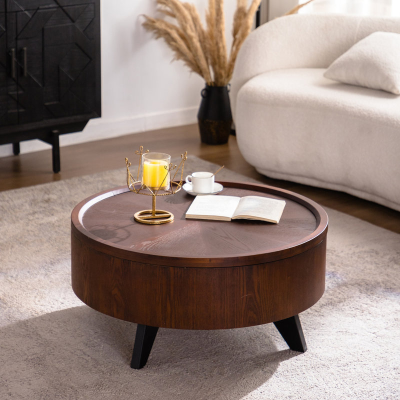 Table basse ronde avec rangement caché