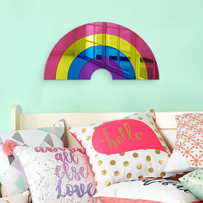 Décoration murale miroir arc-en-ciel en acrylique, H 19 po x l 15 po x P 1 po