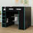 Wood Loft Bed With Desk,Wardrobe,Ample Storage Space,And RGB LED Light-1249196816