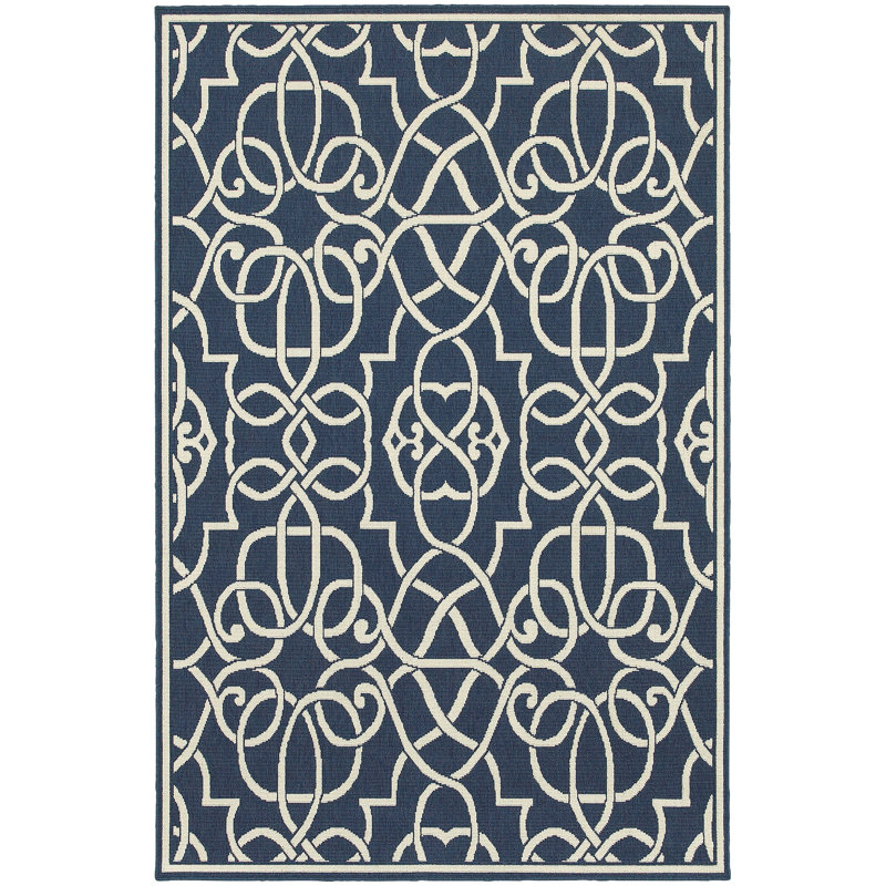 Deltana Power Loom Geometric Indoor / Outdoor Rug, Rectangle 5'3" x 7'6"