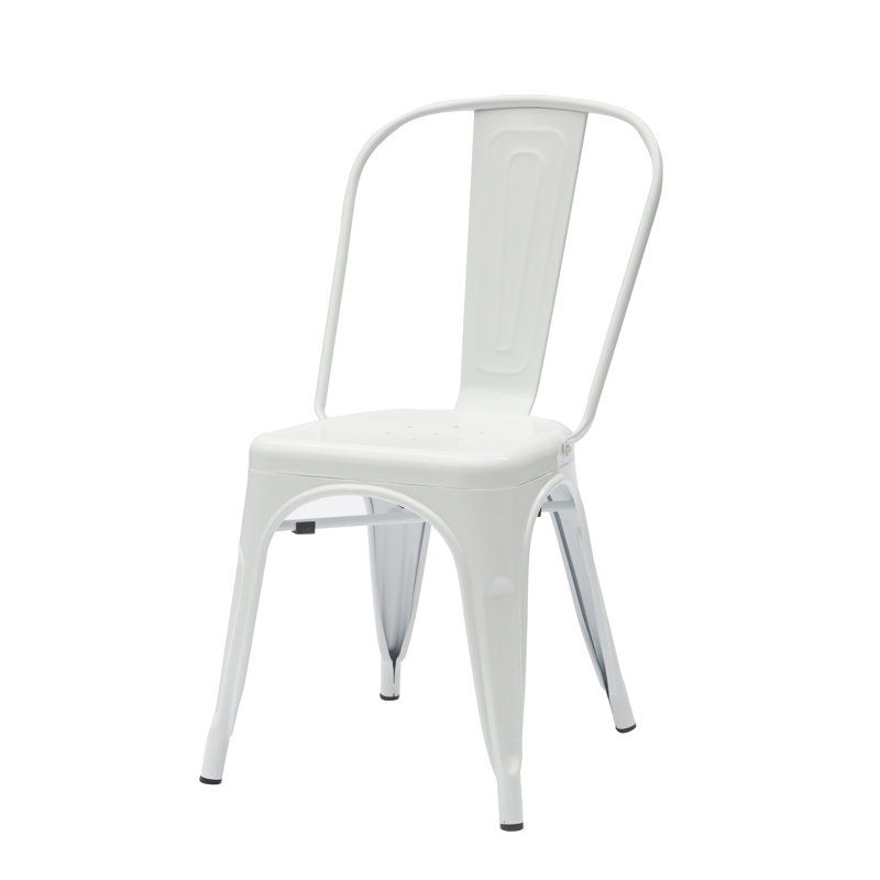 Bourdeau 43cm H Metal Slat Back Stacking Side Chair, White