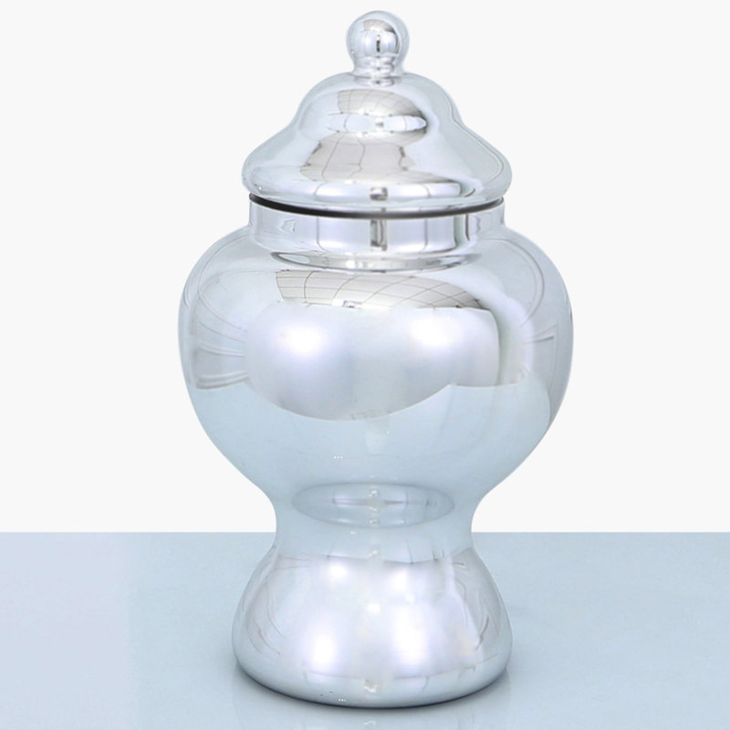 Glass Jar, 45cm H x 27cm W x 27cm D, Silver