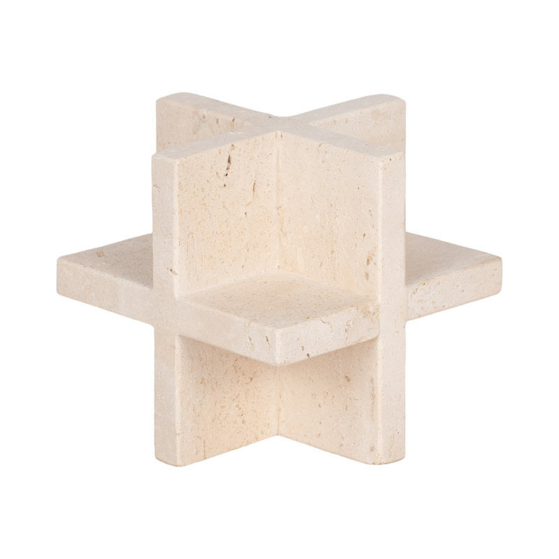Joss & Main 5-Inch Travertine Geometric Object In Tan