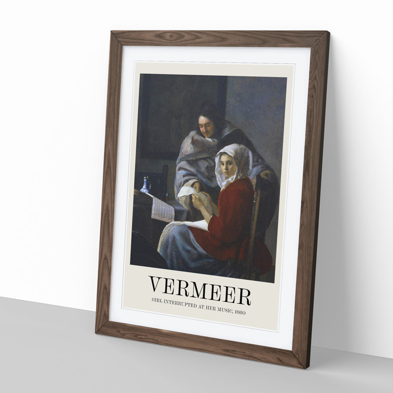 Girl Interrupted At Her Music by Johannes Vermeer - Single Picture Frame Print, 36cm H x 27cm W x 2cm D, Walnut Framed