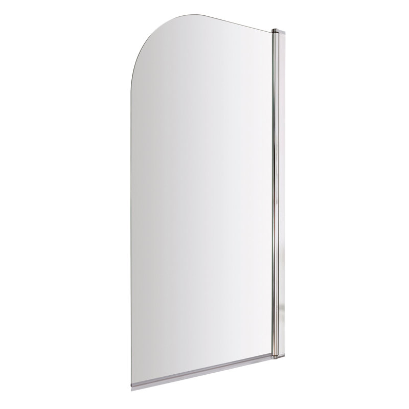 Bayswater Radius Chrome / White  Bath Screen 6mm Toughened Safety Glass