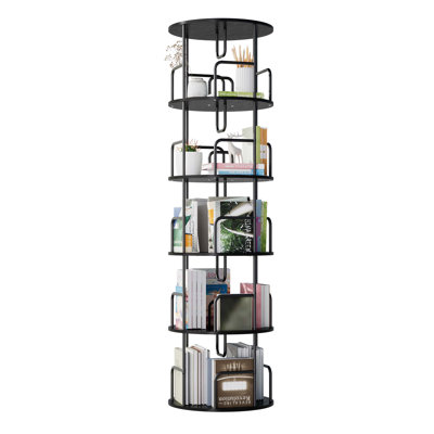 Rotating Bookshelf Tower 5 Tier, Spinning Bookcase, Revolving 360 Book Shelf Narrow Tall Bookcase, Vertical Turning Round Storage Bookshelf, Book Shelf Organizer For Bedroom, Living Room