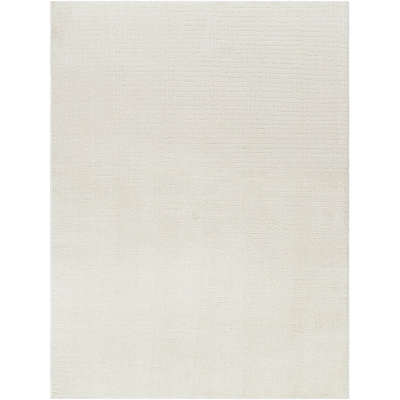 Arny Solid Color Machine Woven Polyester Area Rug in Cream