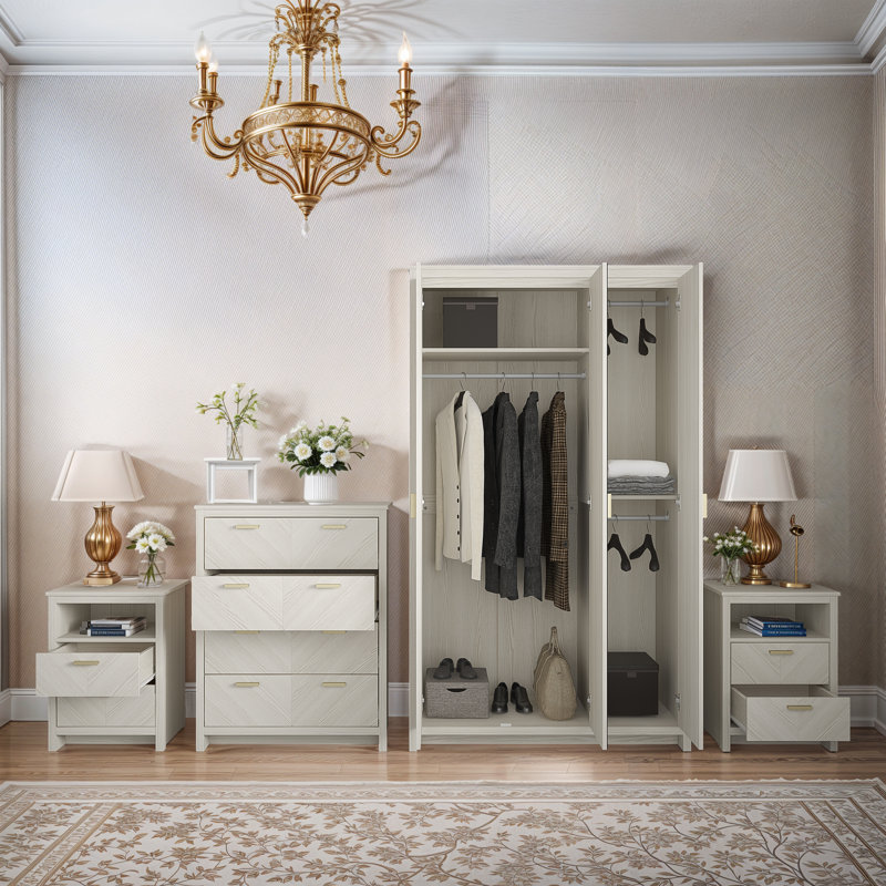 4 Piece Compact Bedroom Storage Set, New White